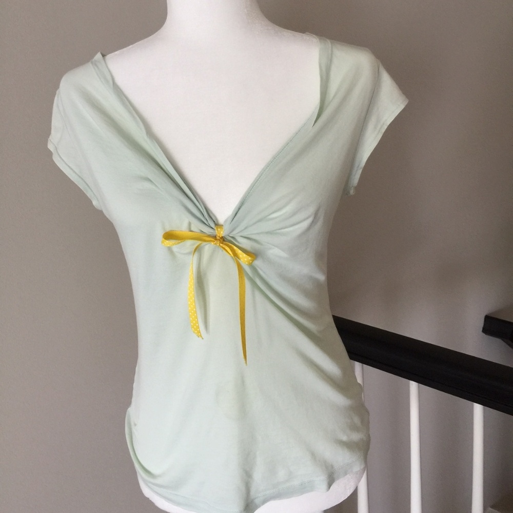 Rebecca Beeson V-Neck Tee with Grosgrain Ribbon
